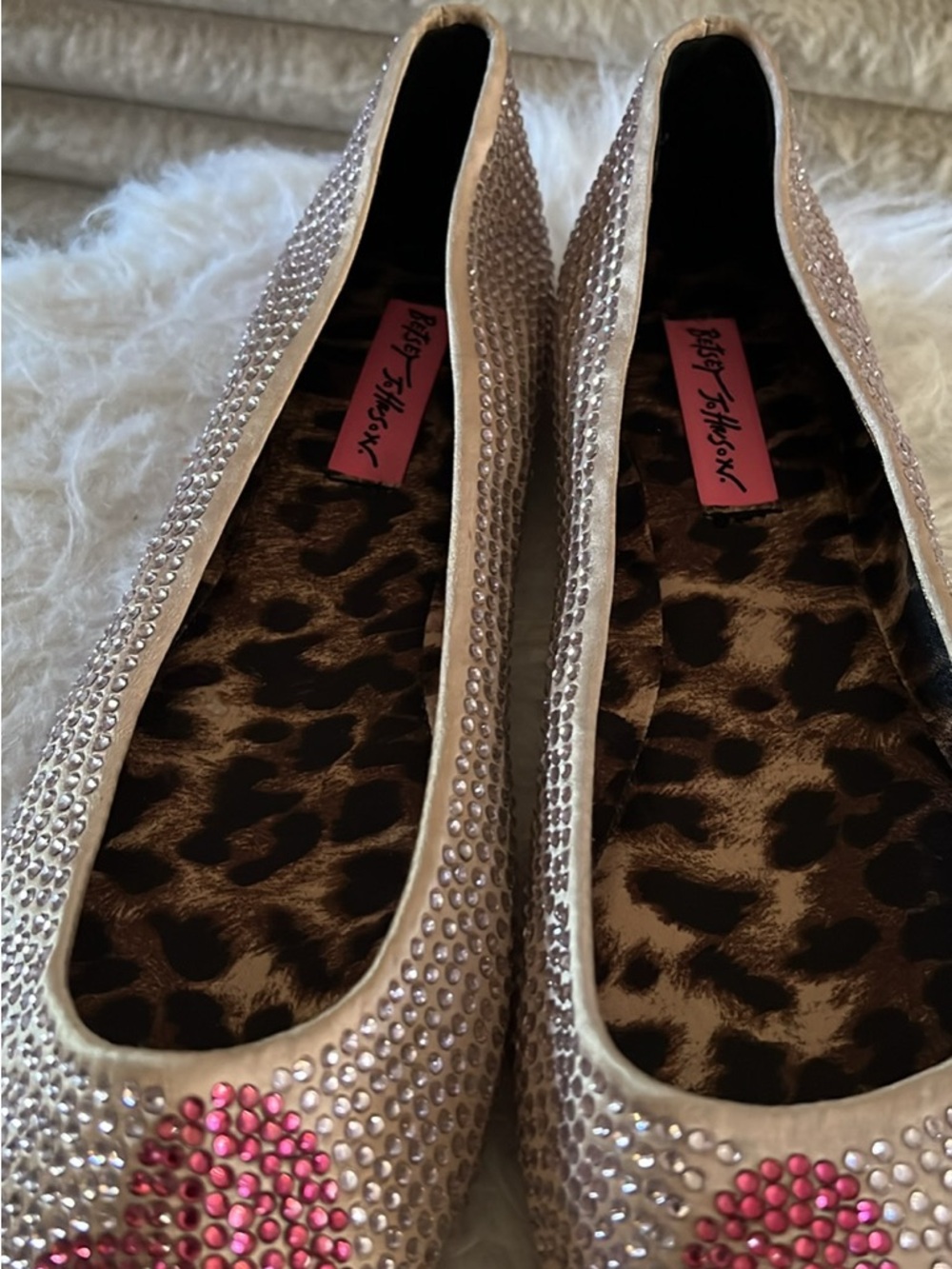 Betsey Johnson Women's  Smoosh Rhinestone Encrusted Ballet Flats